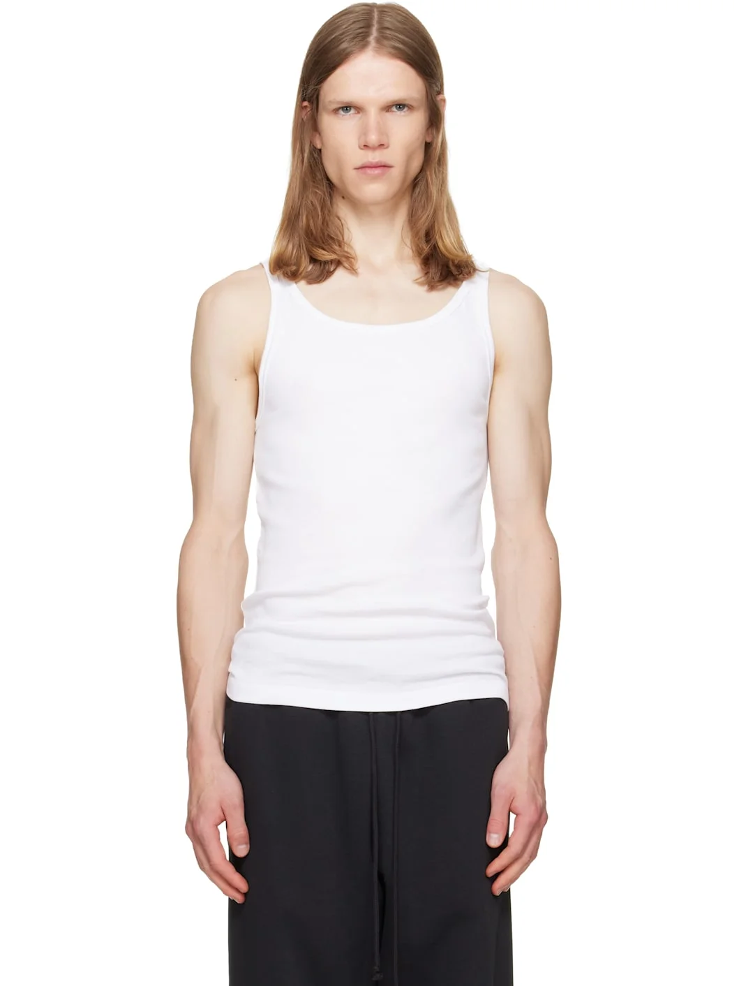 Three-Pack White SKIMS Cotton Rib Tank Tops - 1