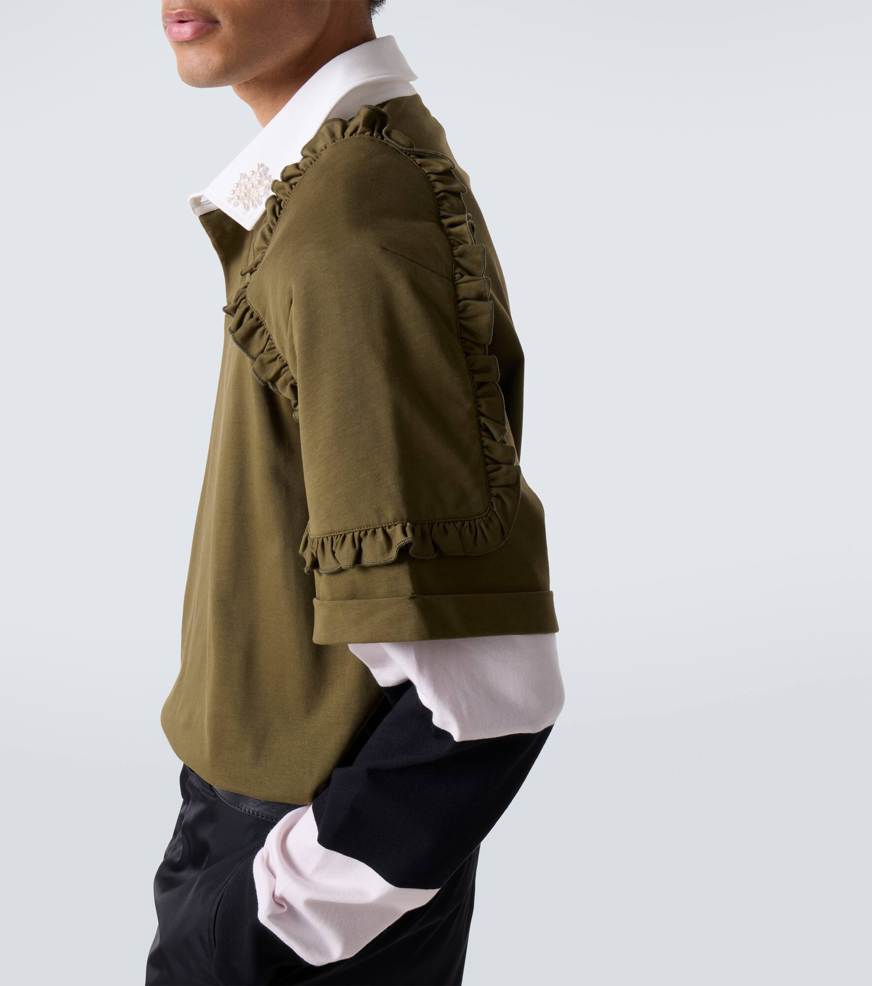 Layered ruffled cotton jersey polo shirt - 6