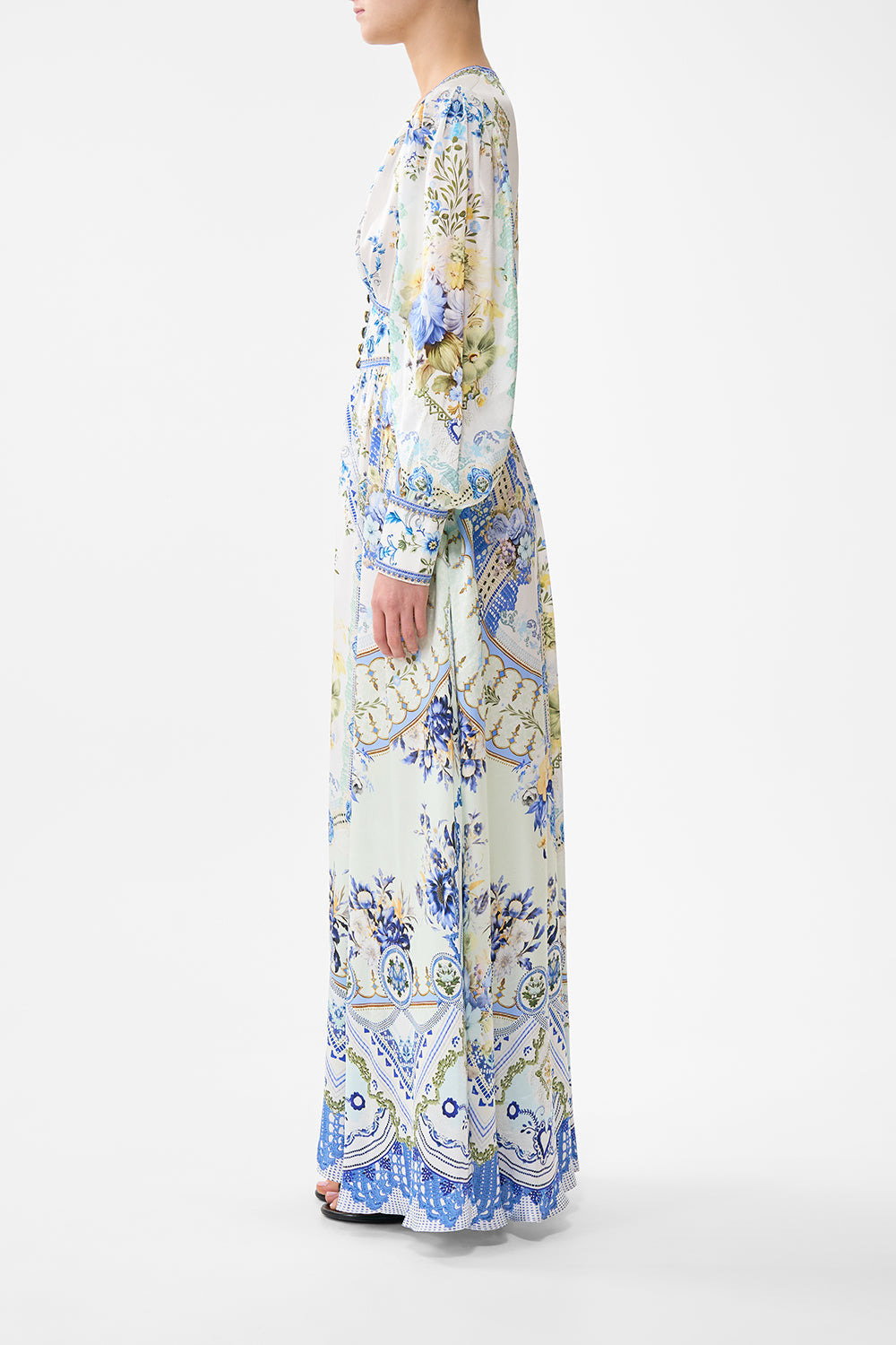 SHAPED WAISTBAND DRESS WITH GATHERED SLEEVES - 4