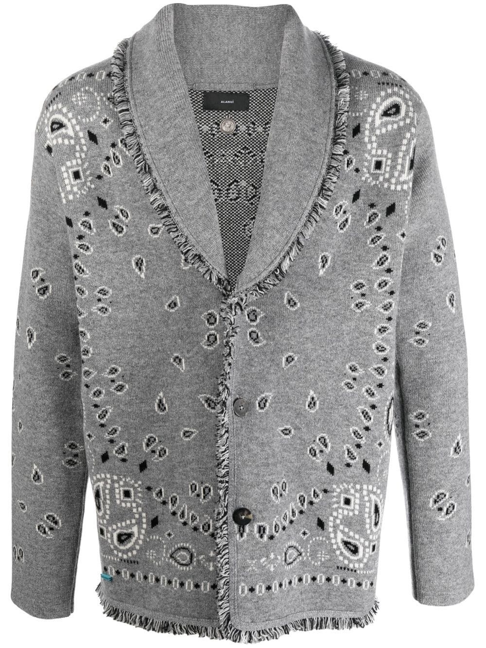 bandana jacquard knitted cardigan - 1