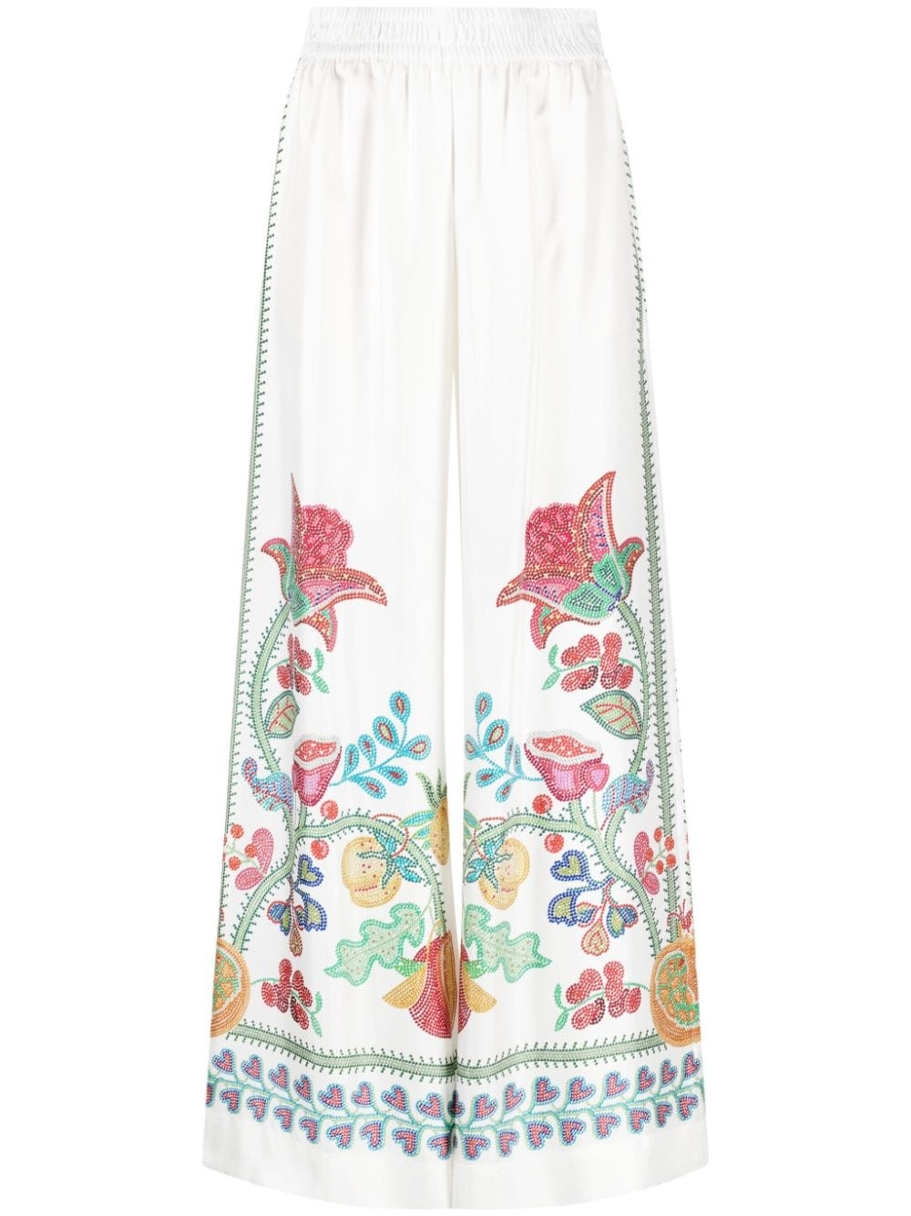 graphic-print silk palazzo trousers - 1