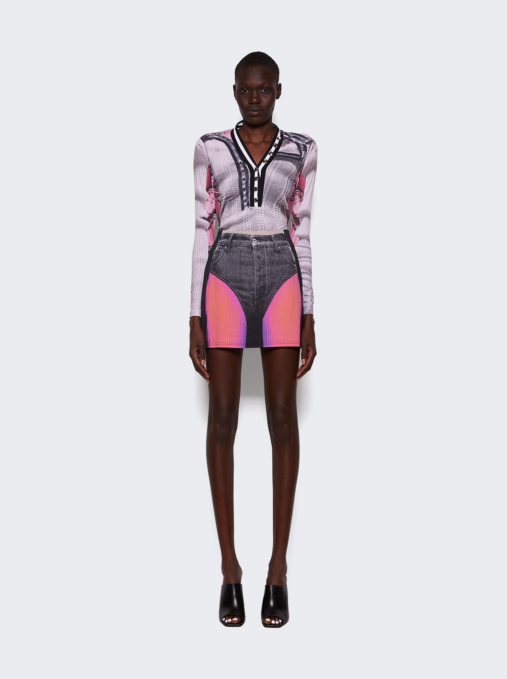 X Jean Paul Gaultier Trompe-l'oeil Cardigan Bodysuit Pink - 2