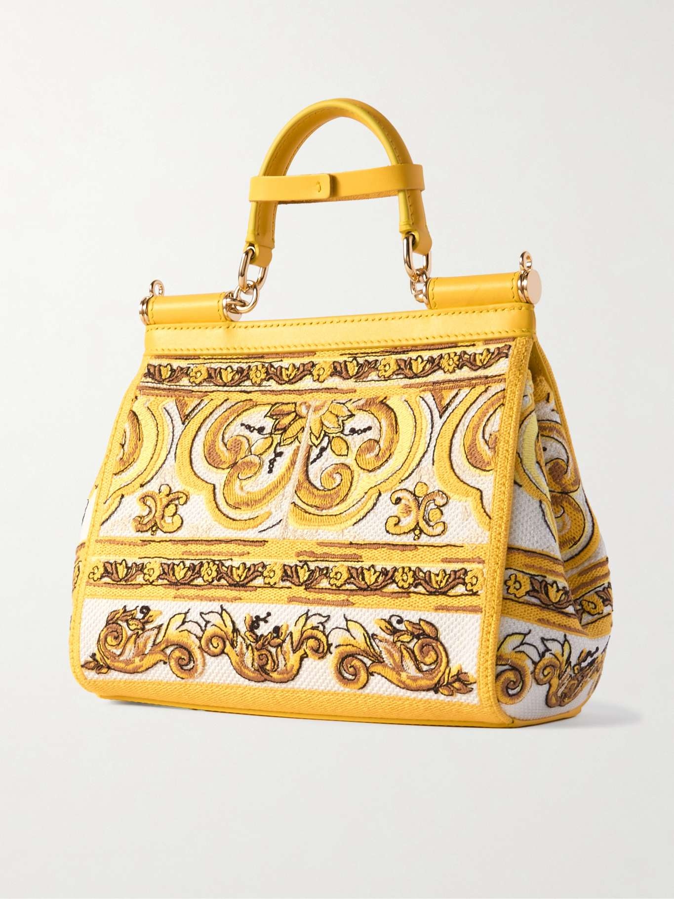 Sicily medium leather-trimmed canvas-jacquard shoulder bag - 3