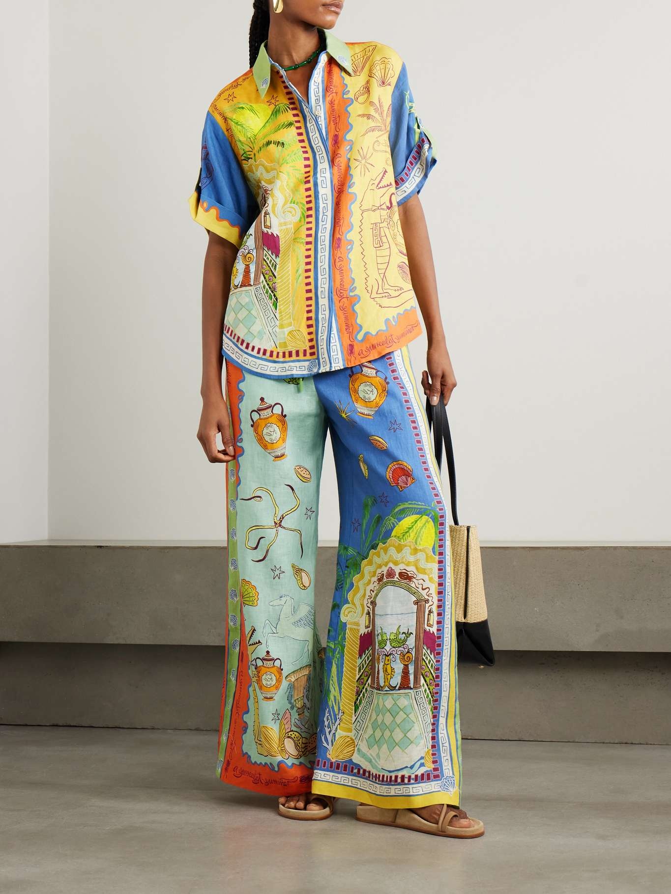 + Sam Pauletto Surrealist Summer printed linen wide-leg pants Multi - 2