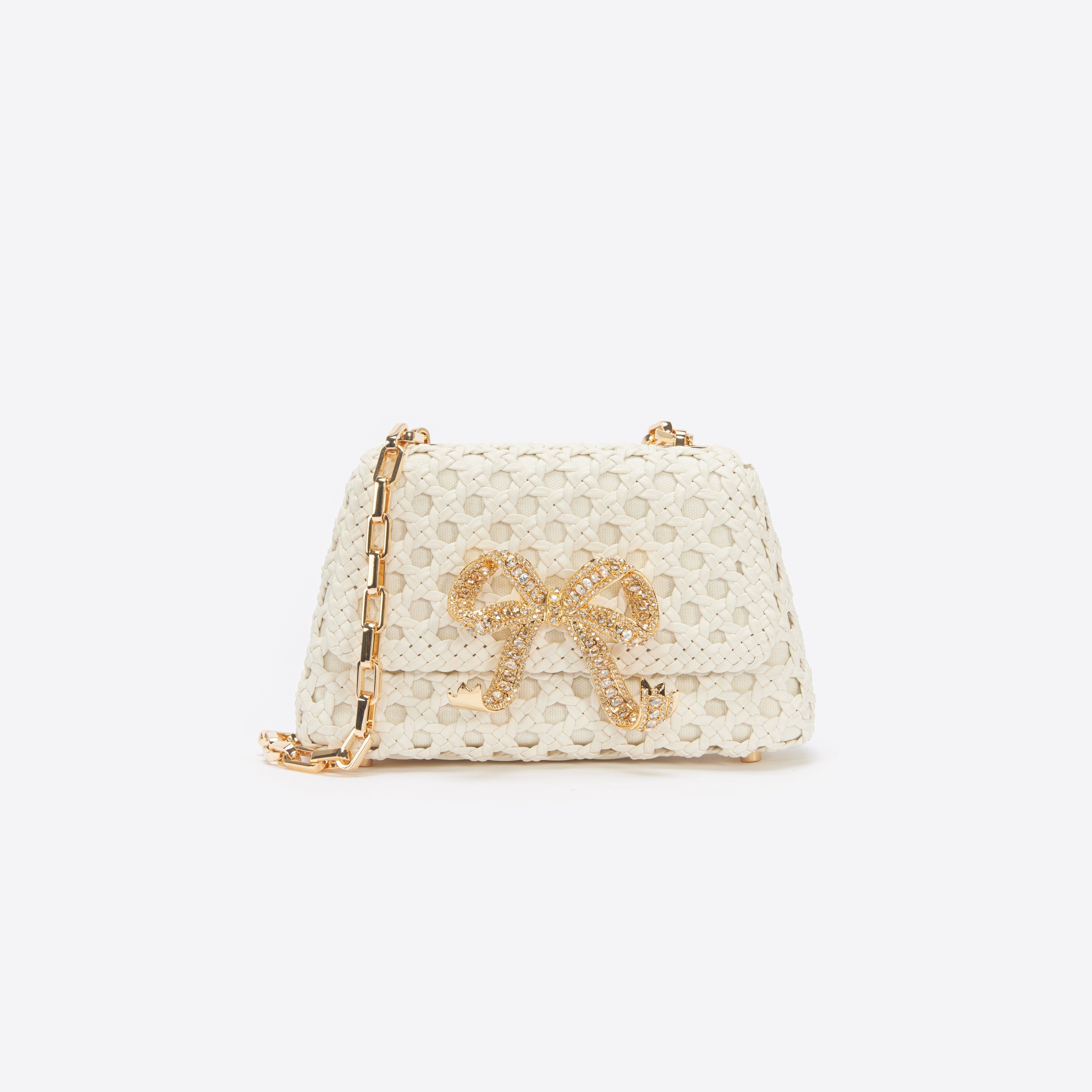 Cream Woven Leather Bag - 1