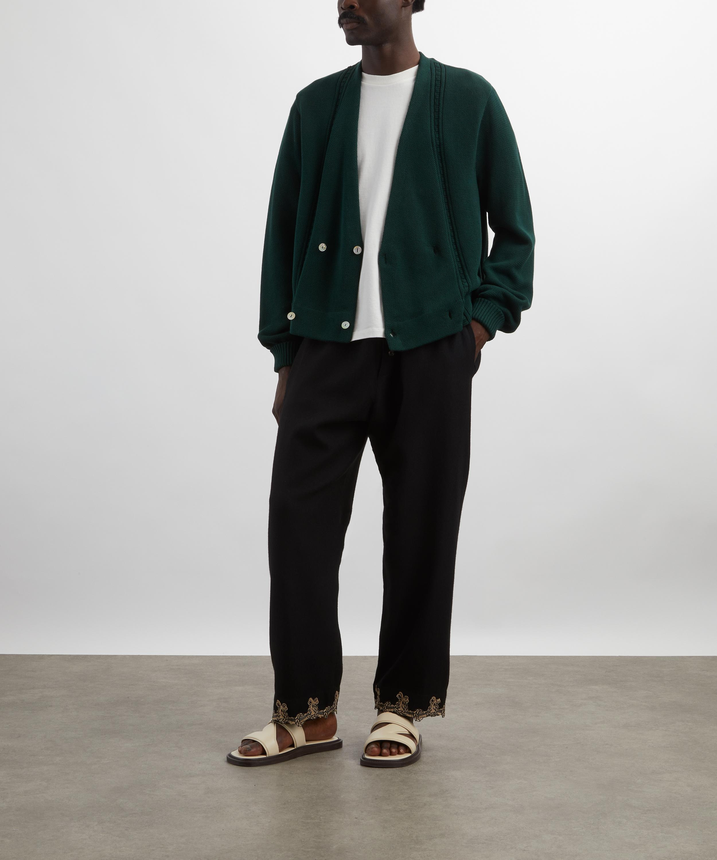 Dark Green Double-Breasted Cardigan - 2