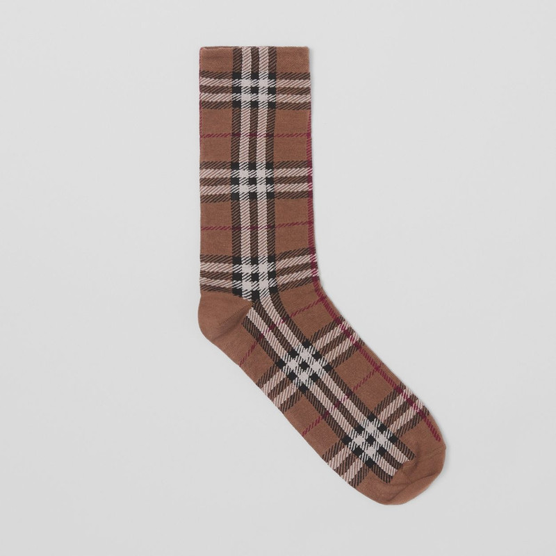 Vintage Check Intarsia Cotton Cashmere Blend Socks 1