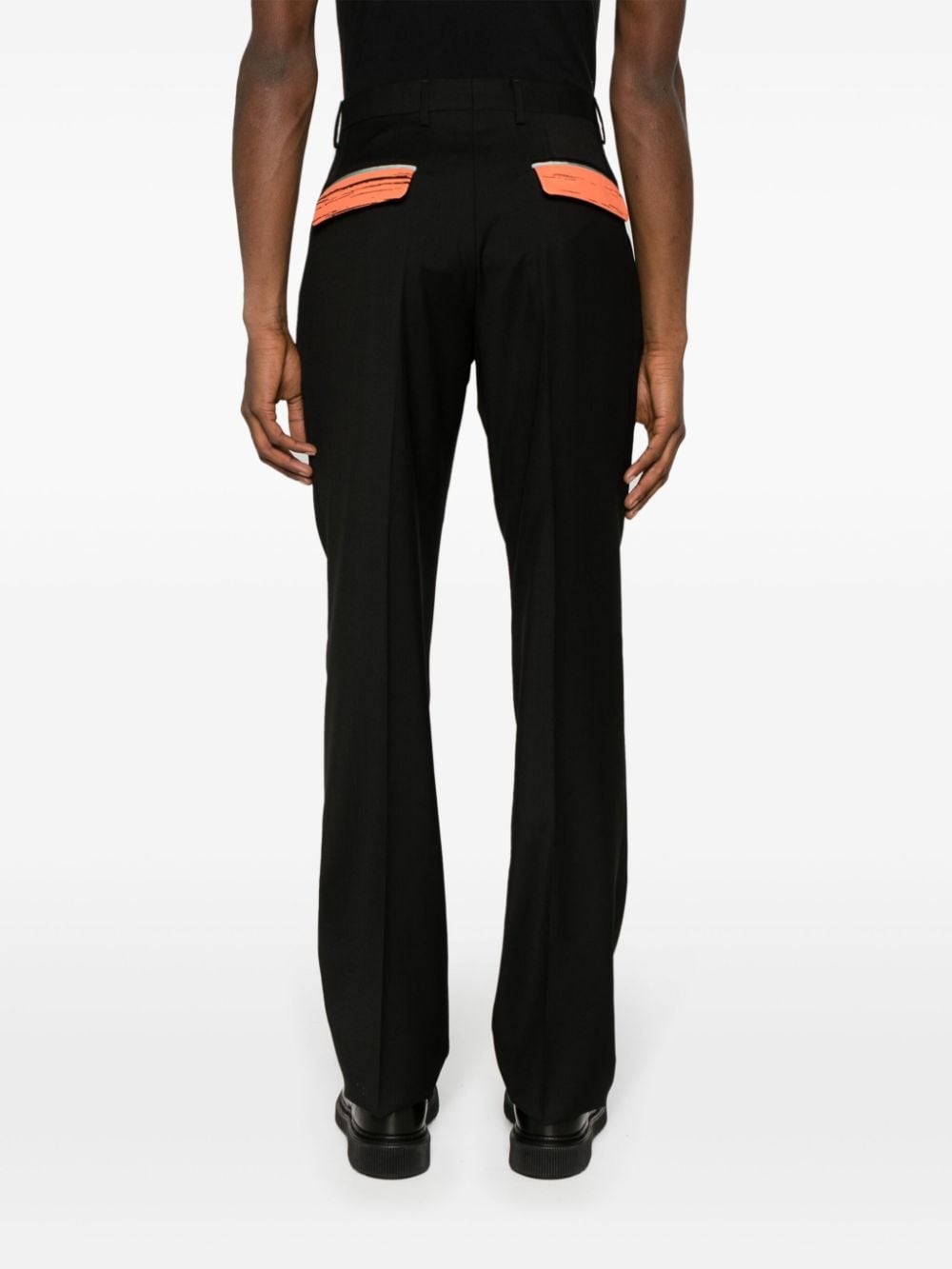 contrasting-pockets virgin wool tailored trousers - 4