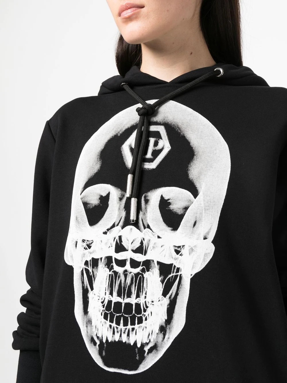 skull-print cotton hoodie - 5