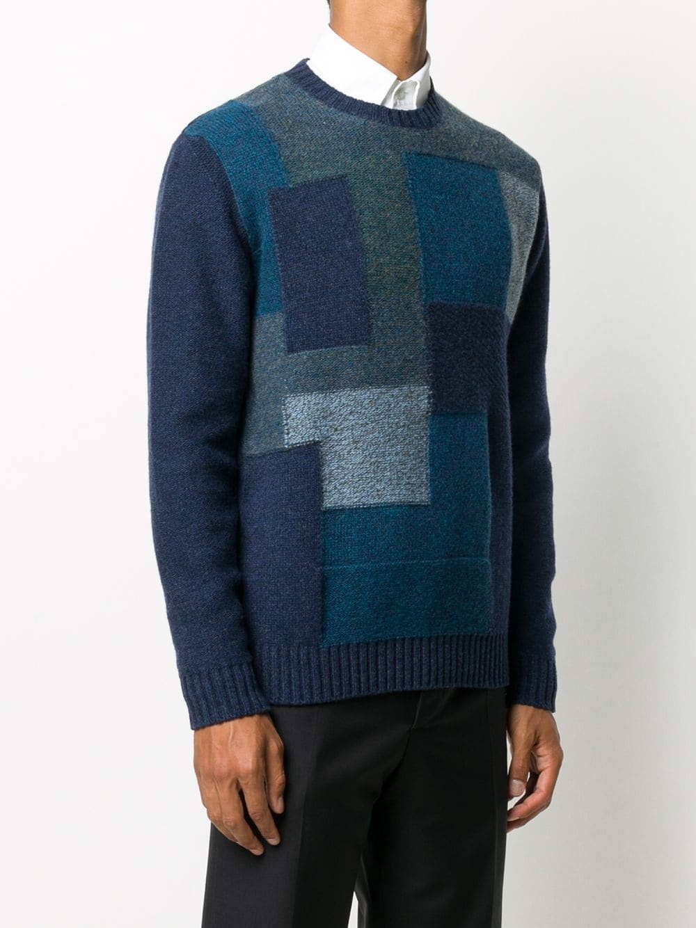 geometric-pattern wool jumper - 3