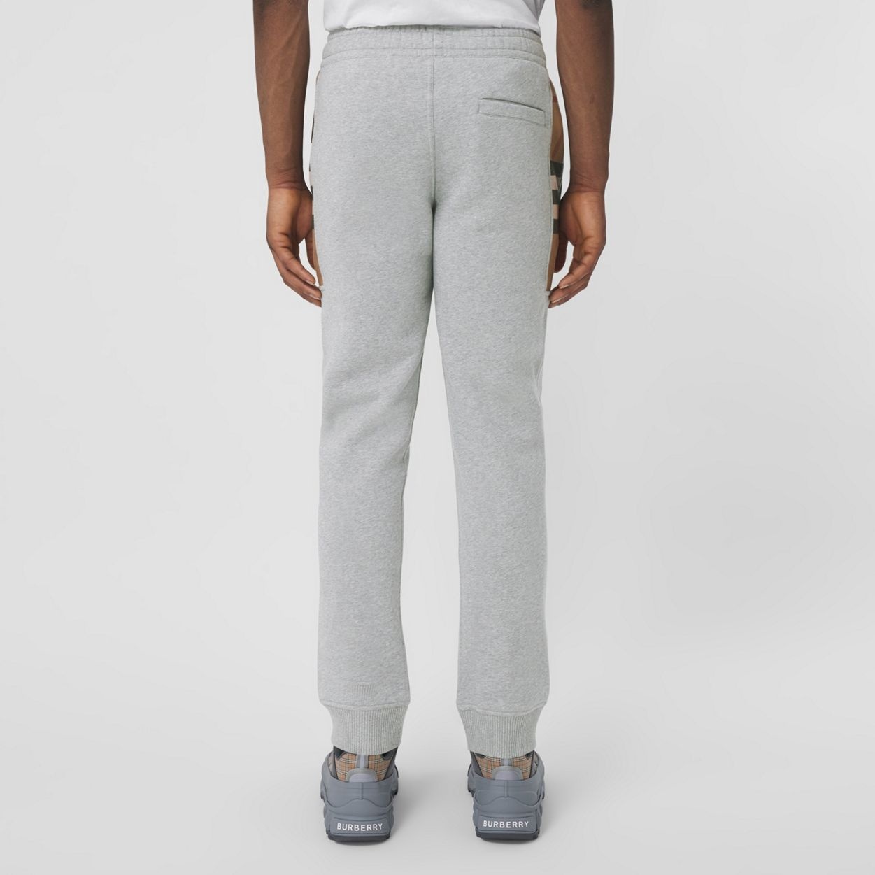 Check Panel Cotton Blend Jogging Pants - 4