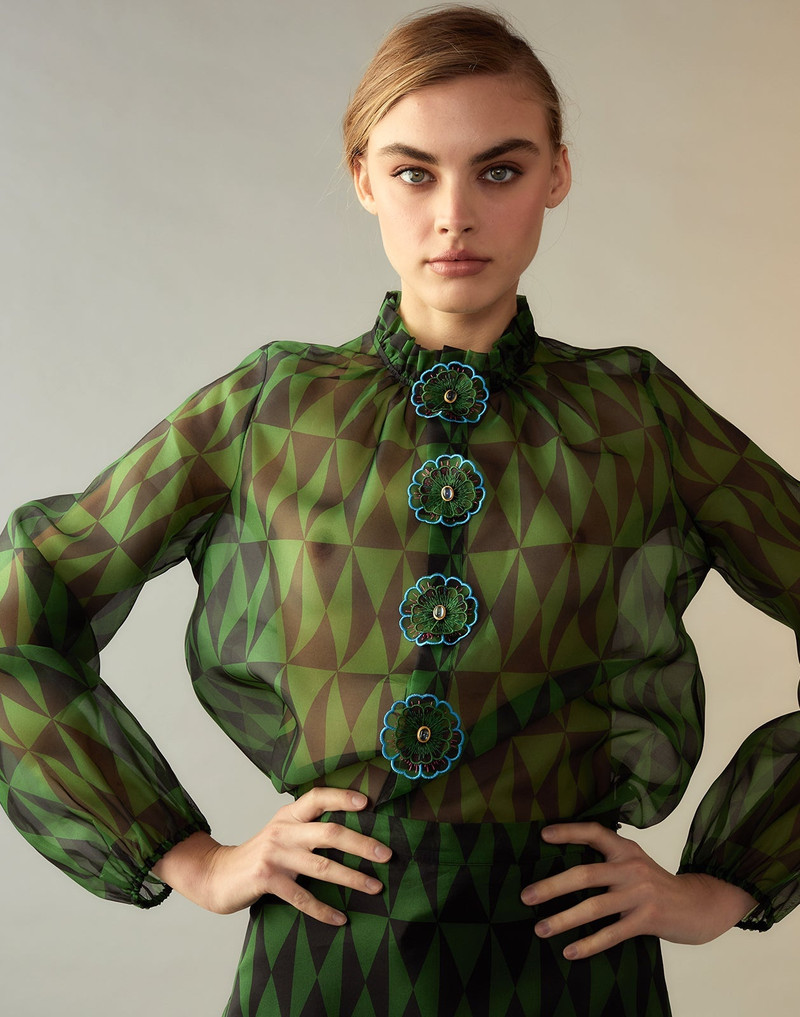 Evergreen Silk Organza Shirt 4