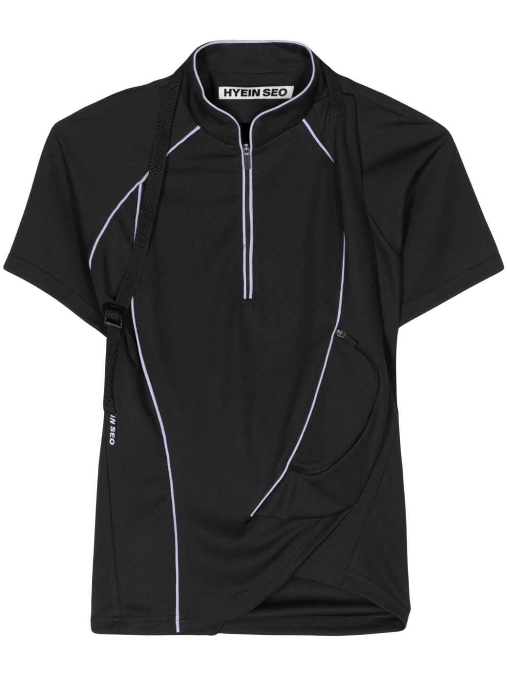 contrast-trim twisted T-shirt - 1