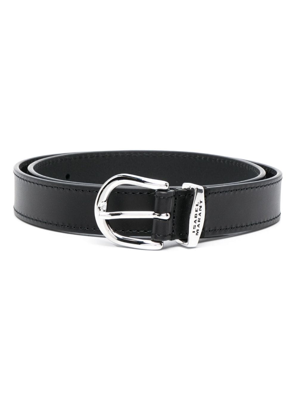 logo-engraved leather belt - 1
