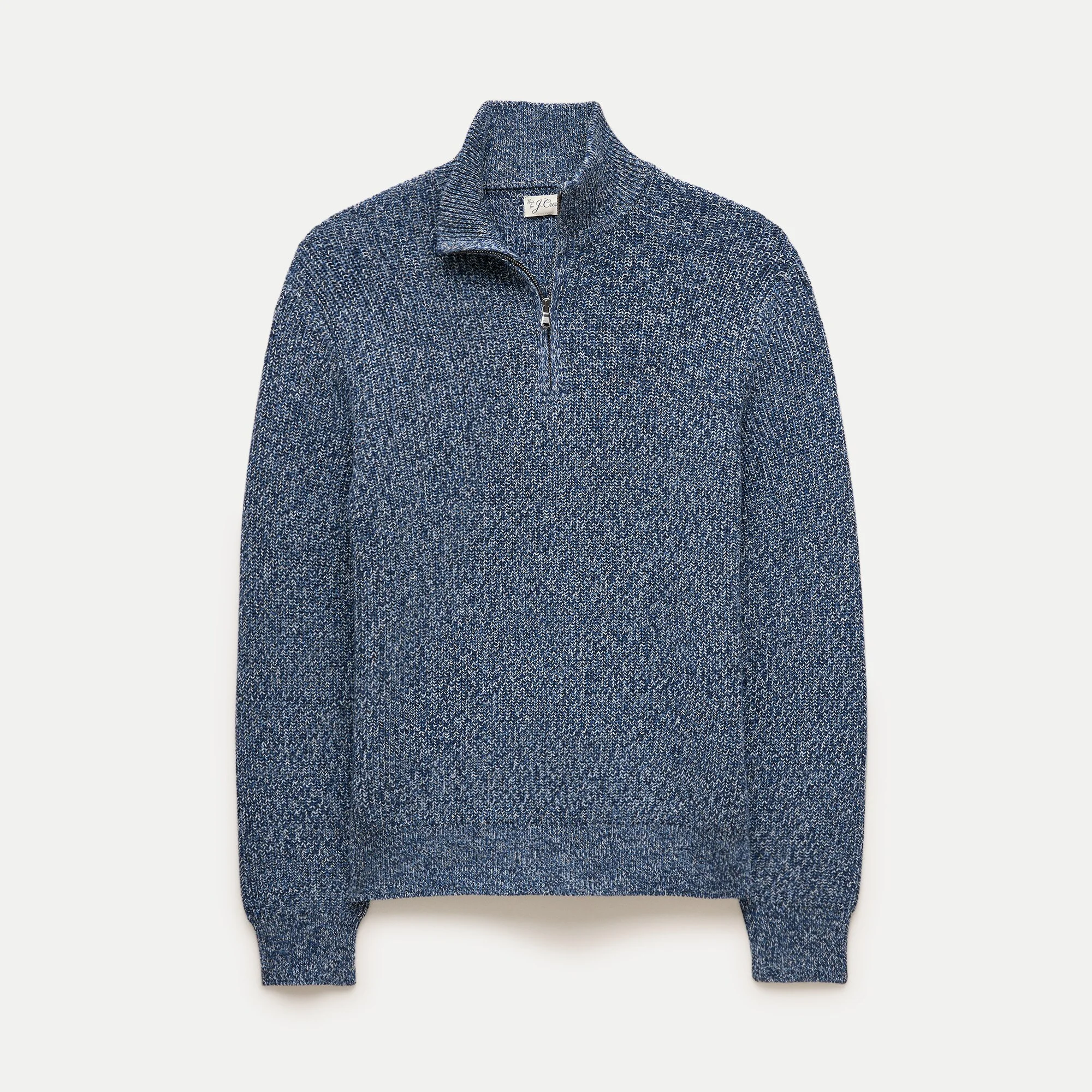 Quarter-zip sweater in marled cotton - 1
