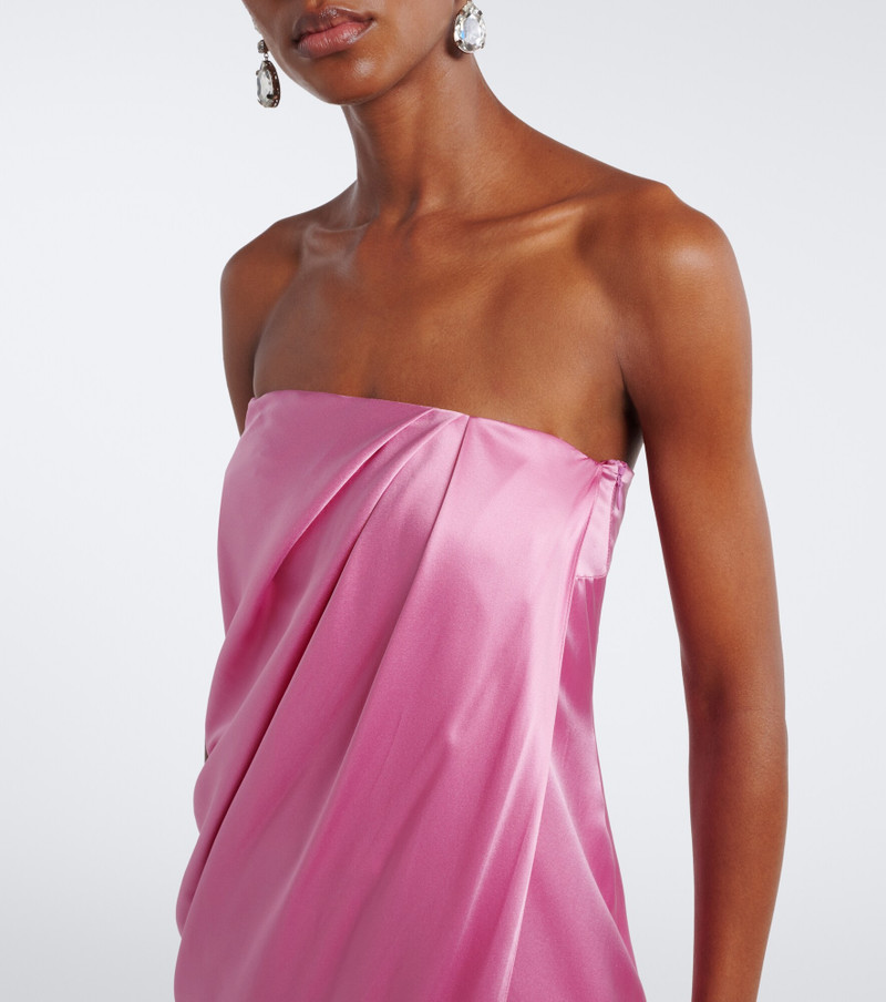 Draped strapless silk satin gown 3