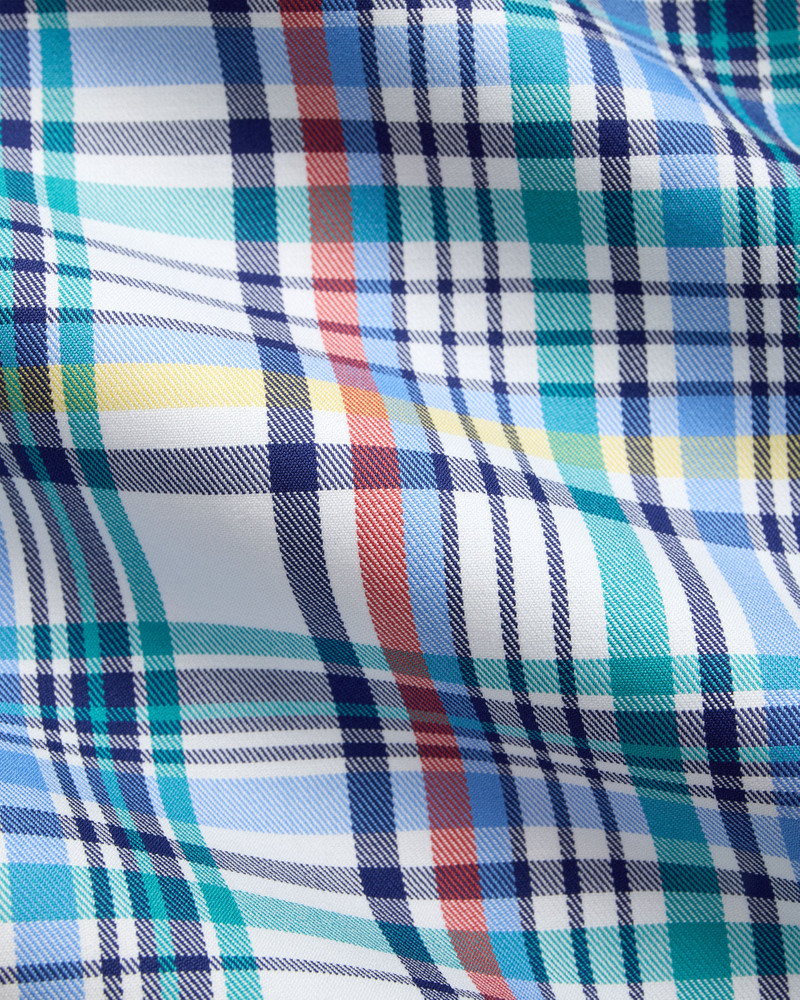 MADE-IN-USA BLUE & RED PLAID BUTTON DOWN SPORT SHIRT - CLASSIC FIT 3