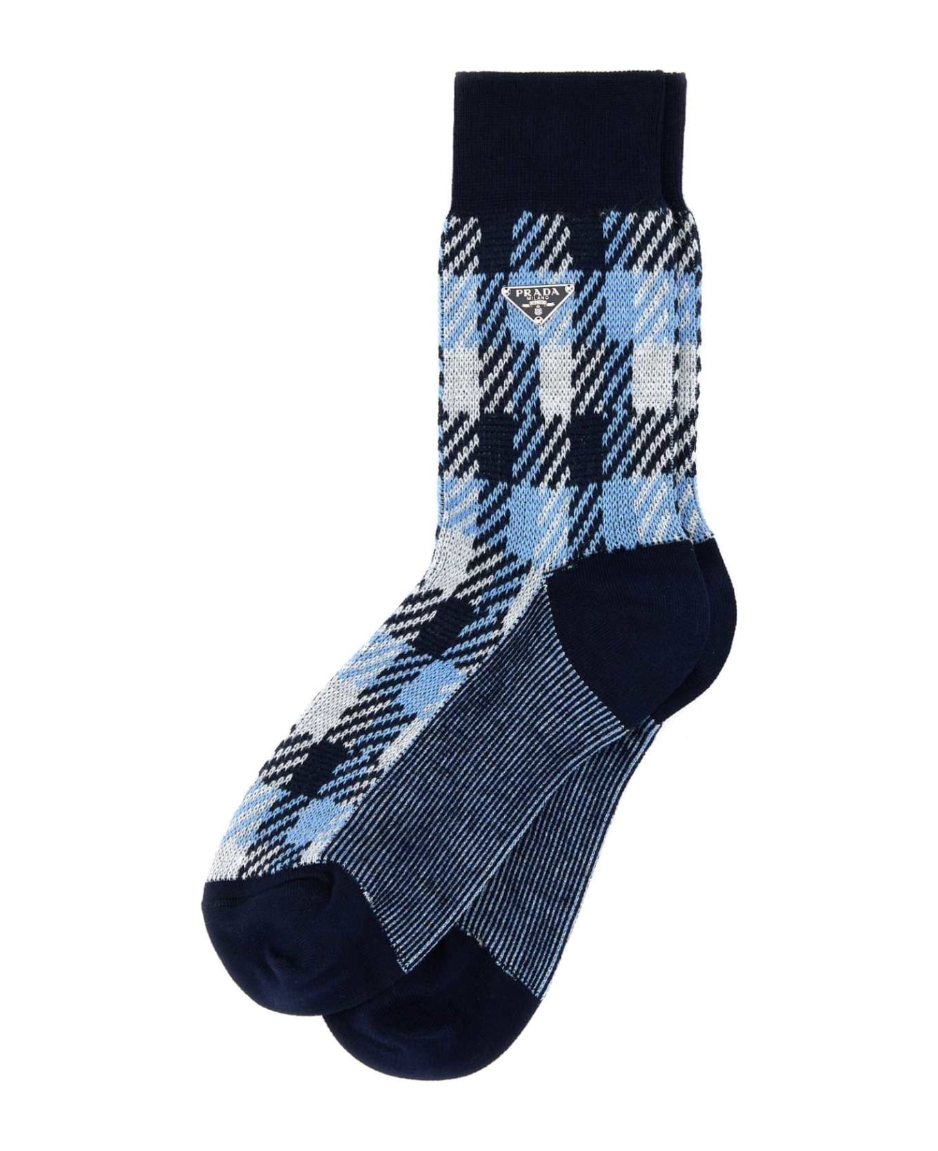Embroidered Stretch Cotton Socks - 1