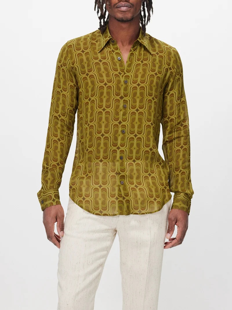 Celdon geometric-print poplin shirt - 1