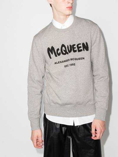 Alexander McQueen graffiti print crew neck sweatshirt outlook