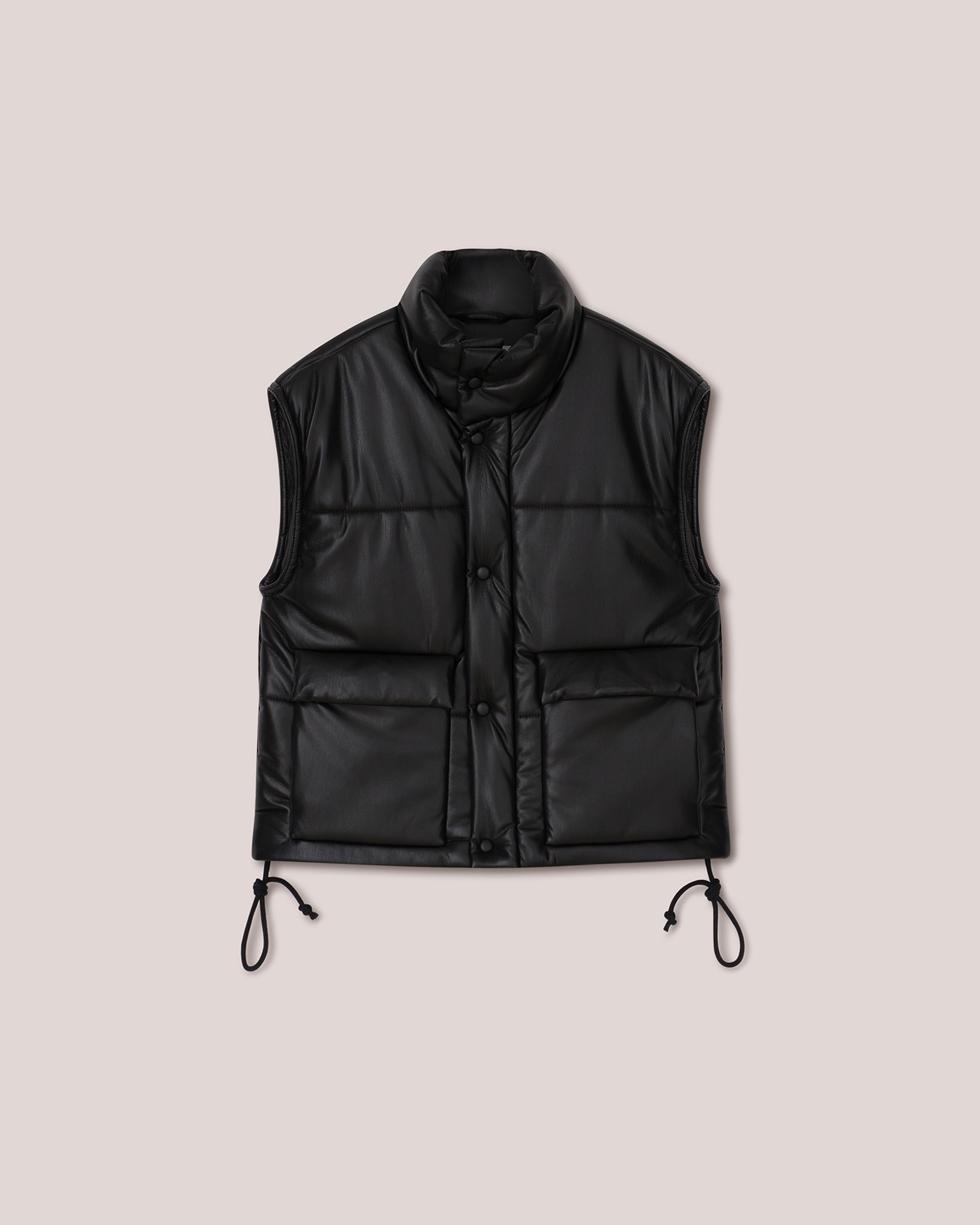 JOVAN - OKOBOR™ alt-leather cropped puffer vest - Black - 1