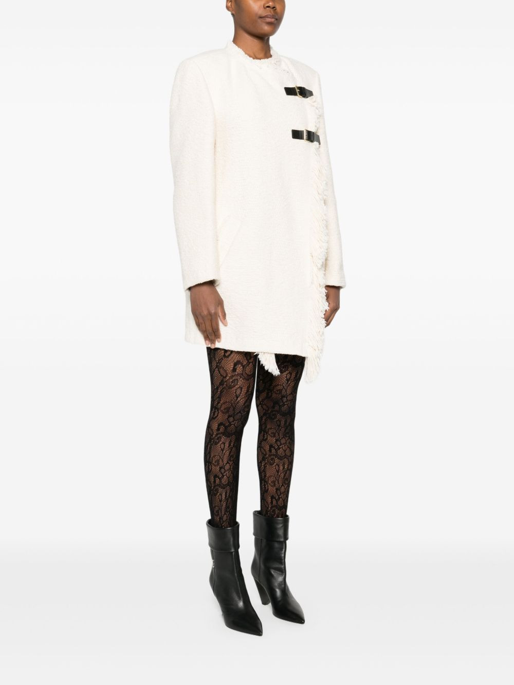 Garmia fringed buckle-fastening coat - 3