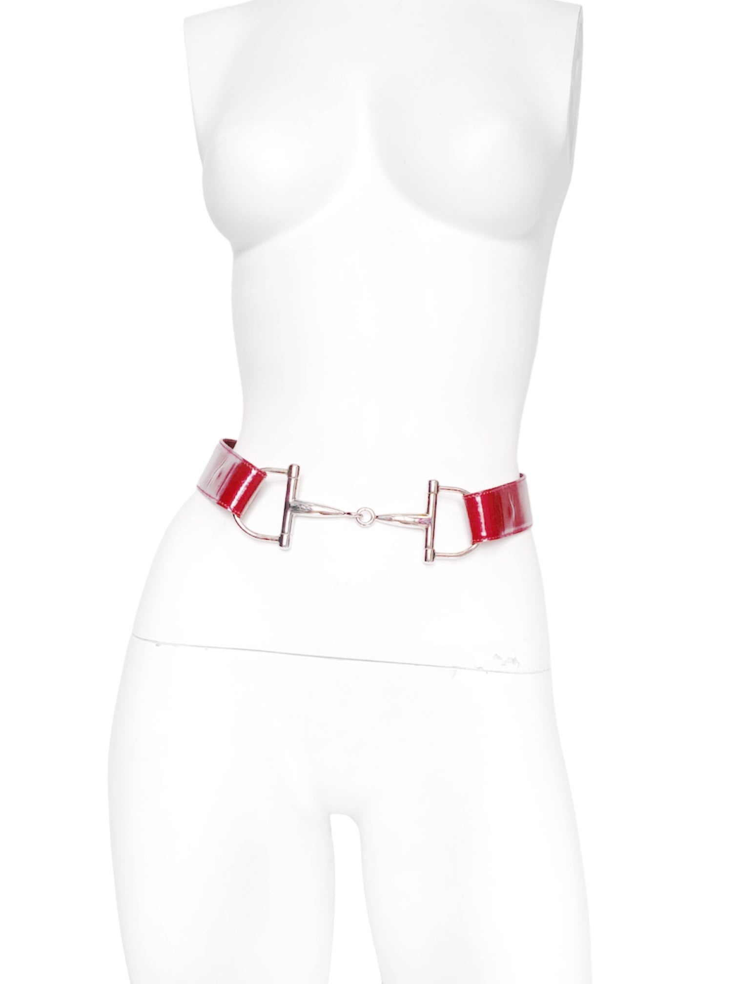 Gucci Fall 1995 Tom Ford Red Horsebit Patent Leather Belt 28 - 6