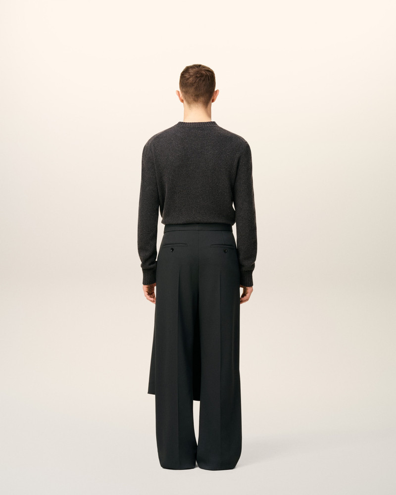 BLACK WOOL PANEL LARGE TROUSERS 4