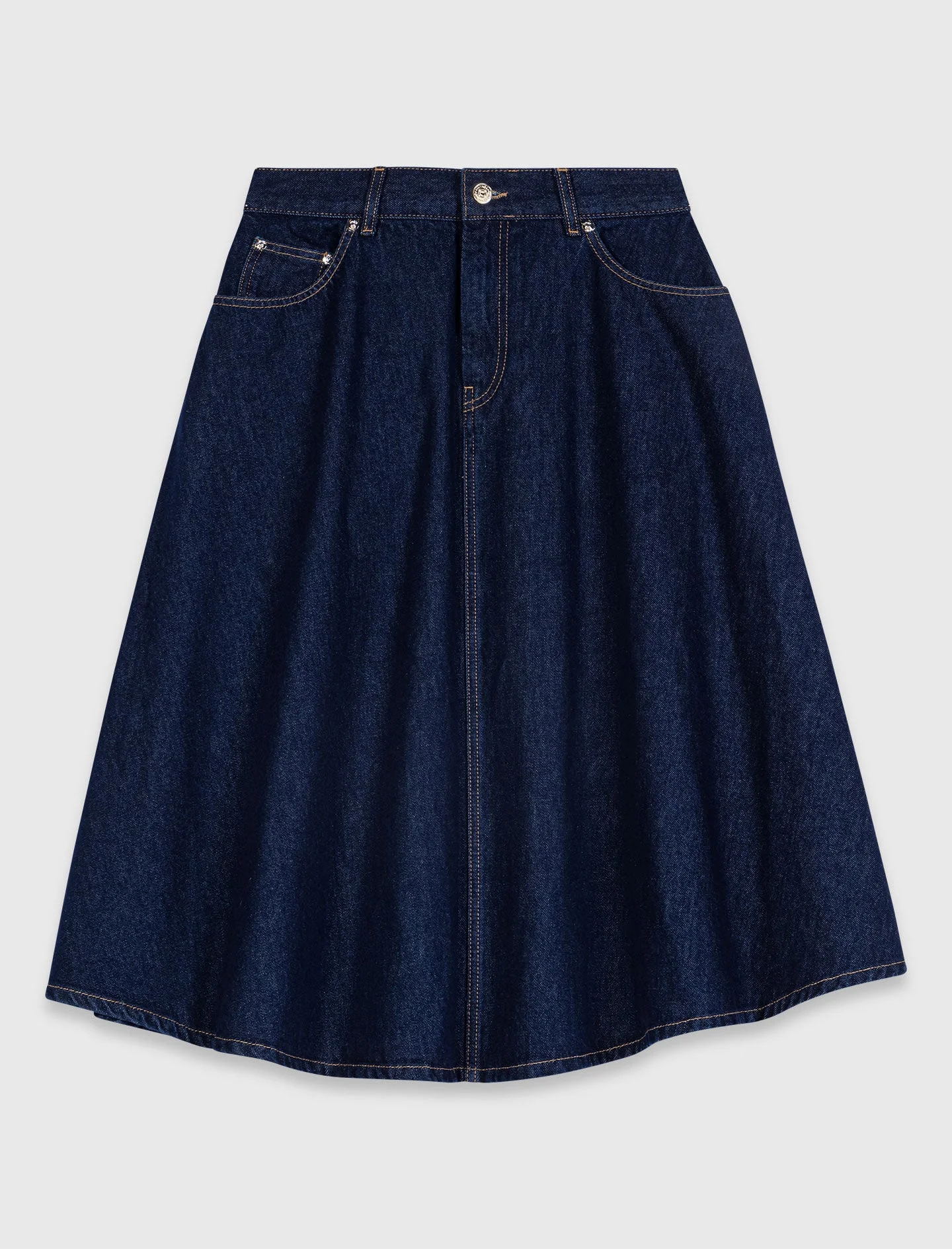 Mid-length flared denim skirt - 1