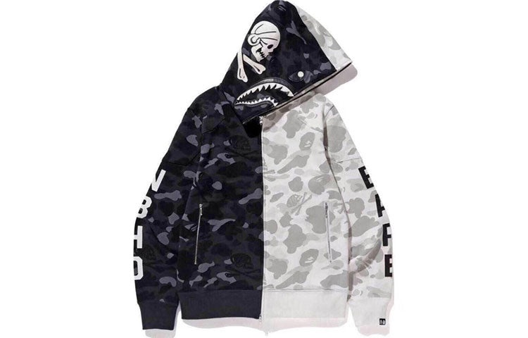 A Bathing Ape x Neighborhood Shark Camo Full Zip Hoodie 'Grey' 1E73-115-941 - 2
