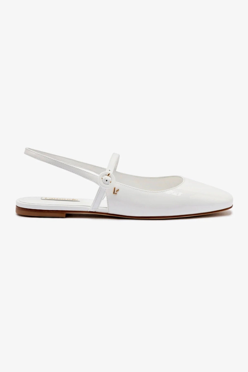 Georgina Ballet Flat In White Patent Leather 1