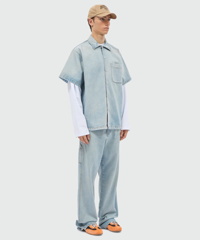 Light-wash denim short-sleeve shirt 4