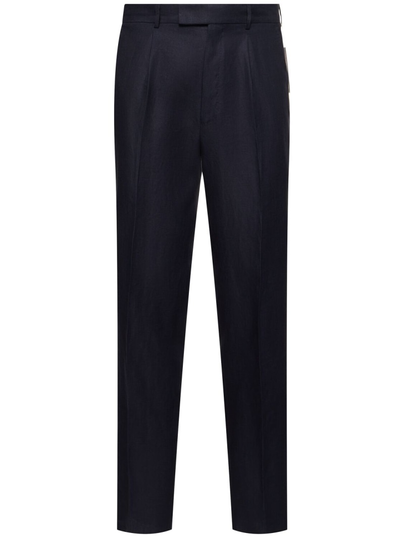 Oasi Lino one-pleat pants - 1