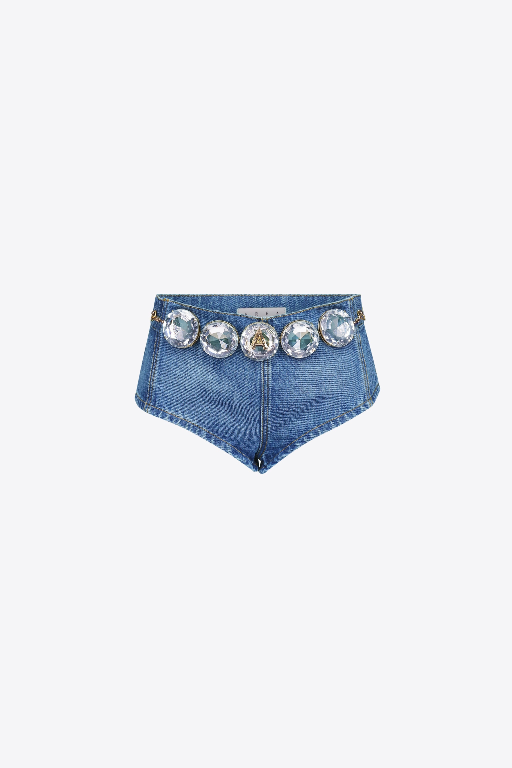 JUMBO CRYSTAL DENIM HOT SHORT - 1