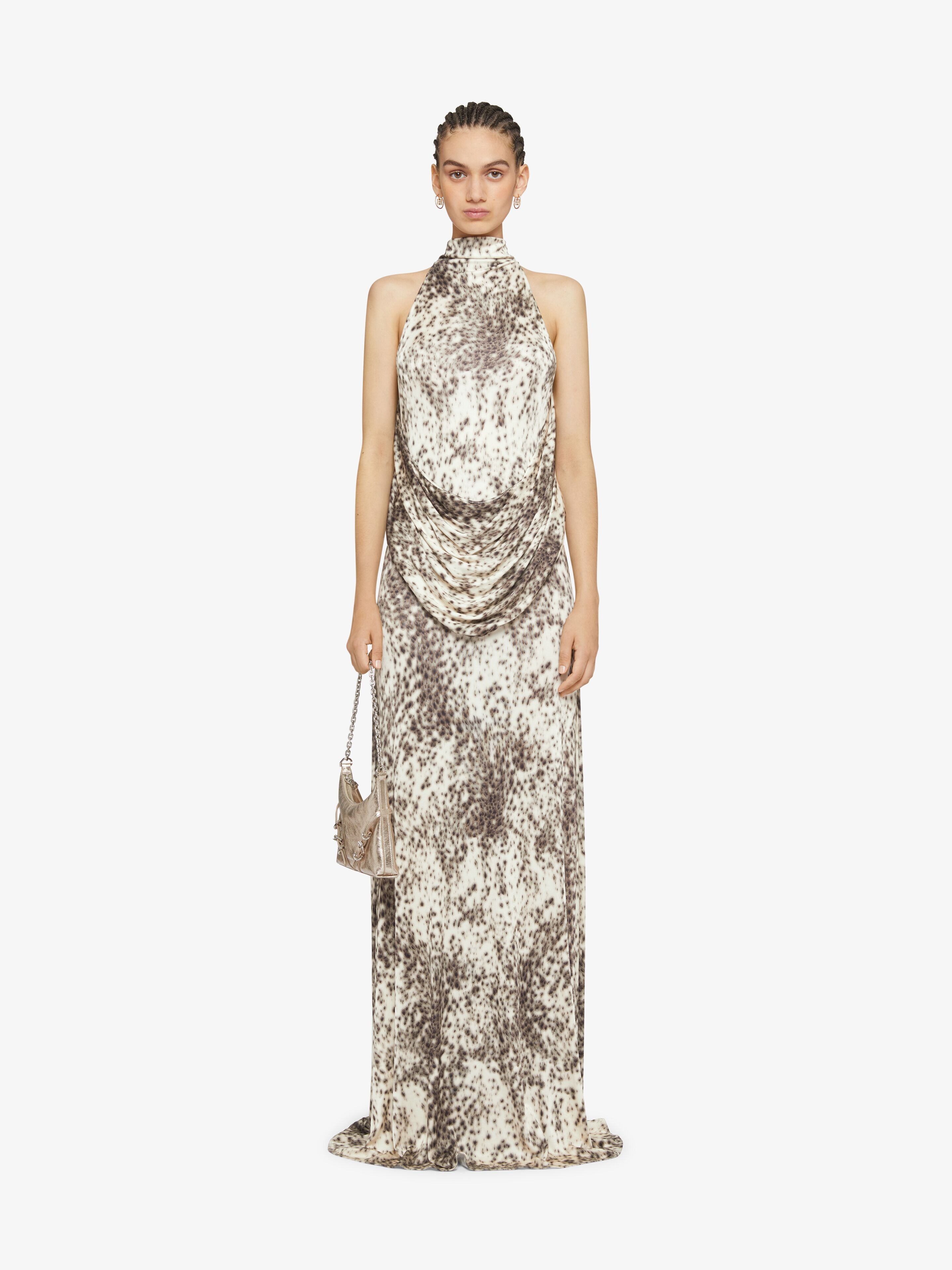 DRAPED DRESS IN JERSEY WITH SNOW LEOPARD PRINT - 2
