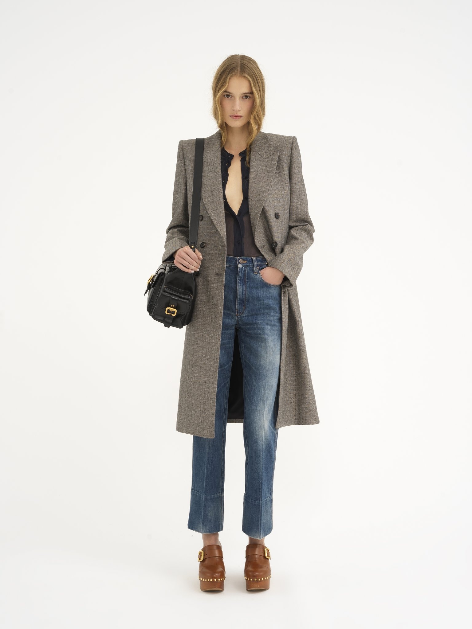 TAILORED COAT IN WOOL & COTTON TWEED - 3