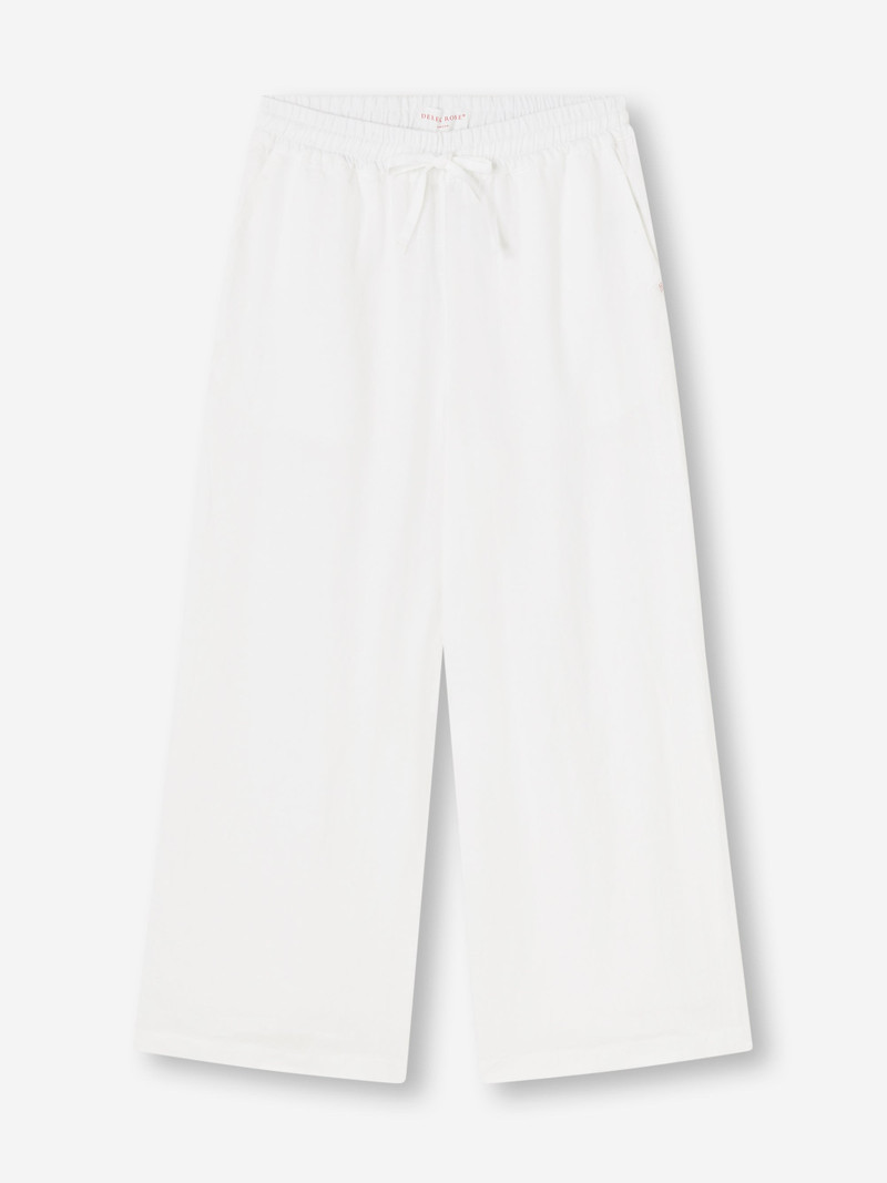 Women's Wide Leg Pants Sicily Linen White 5