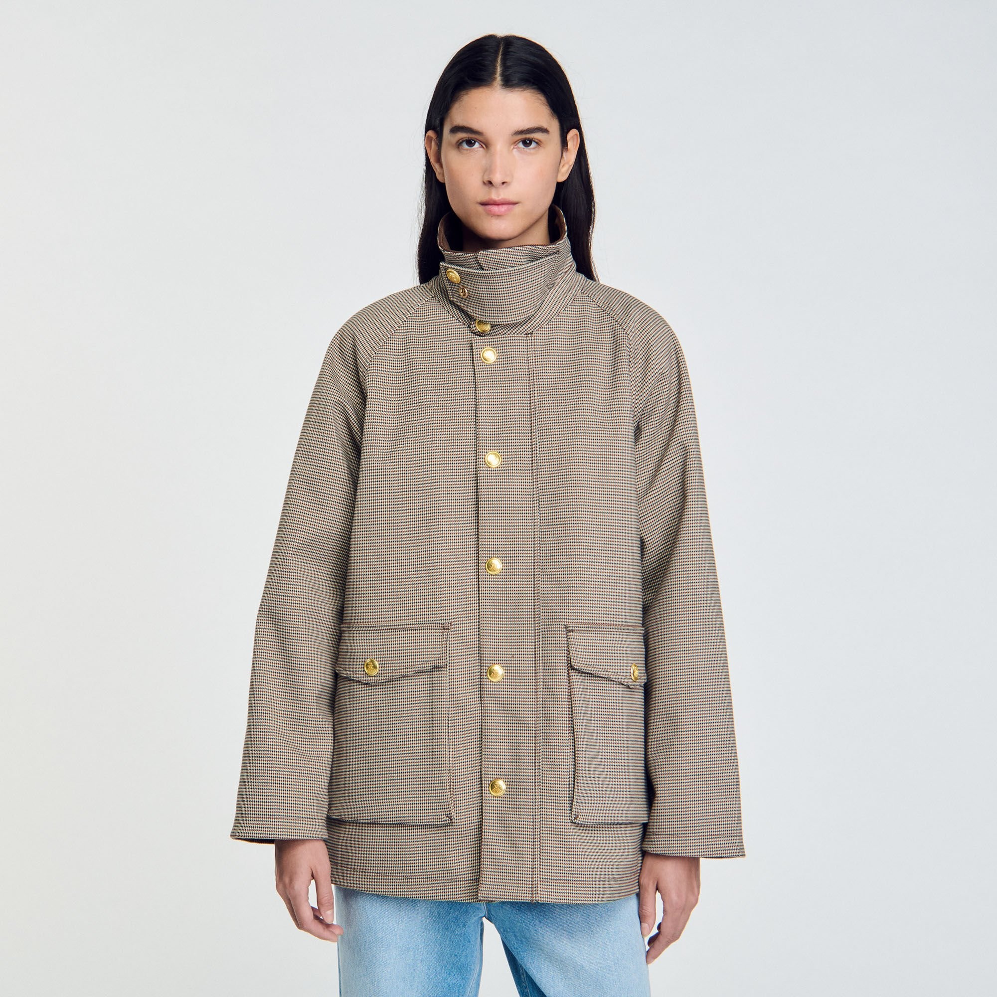CHECK COAT WITH VELVET COLLAR - 4