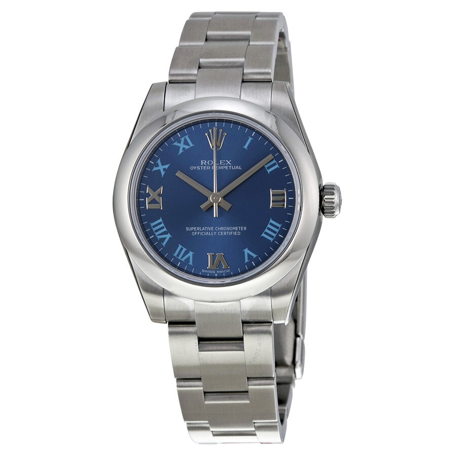 Pre-owned Rolex Oyster Perpetual Azzuro Blue Dial Ladies Watch 177200BLRO - 1