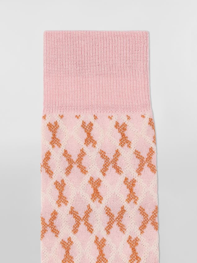 PINK MICRO CHECK JACQUARD COTTON AND NYLON SOCK - 3