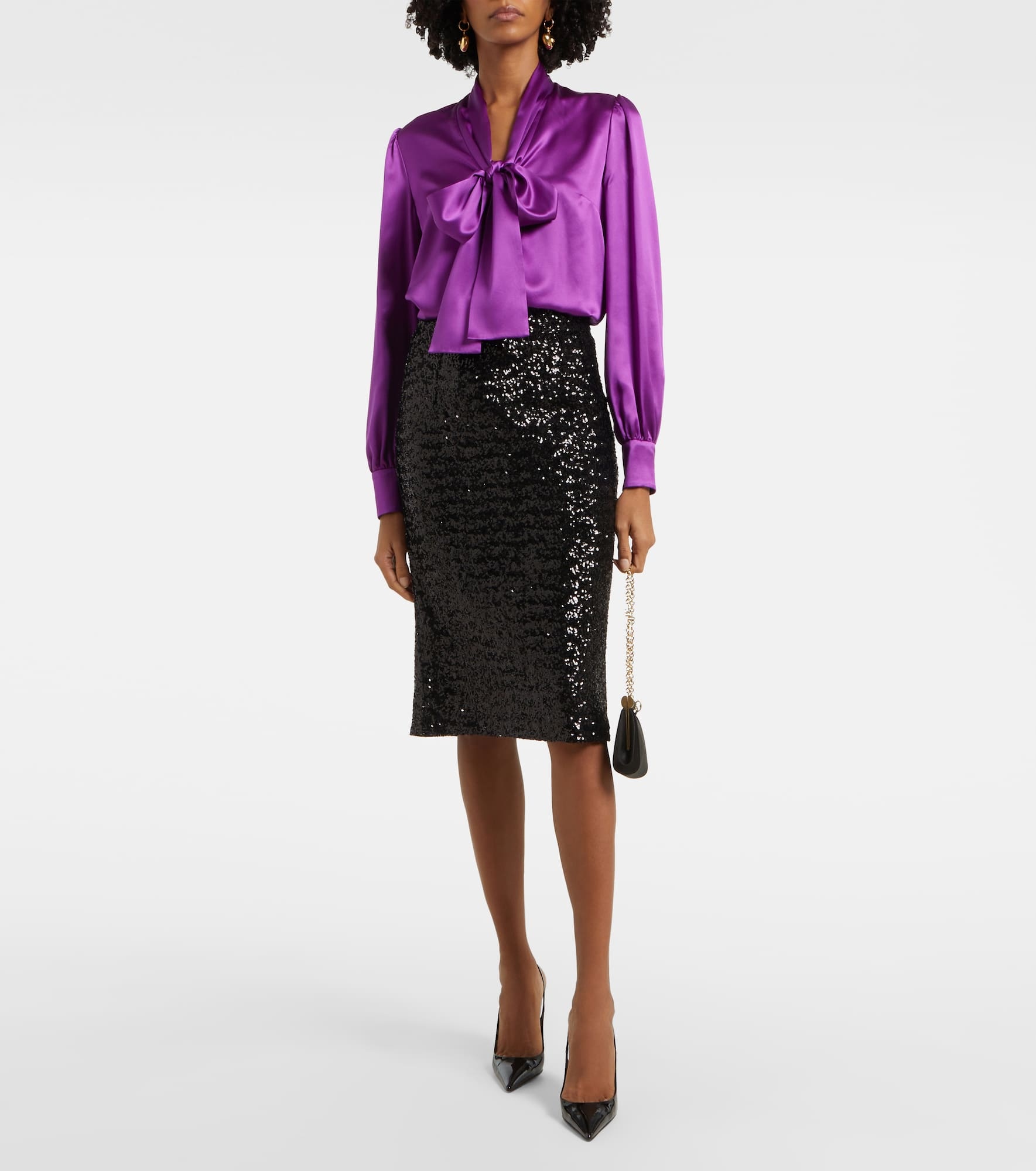 Tie-neck silk satin blouse - 2