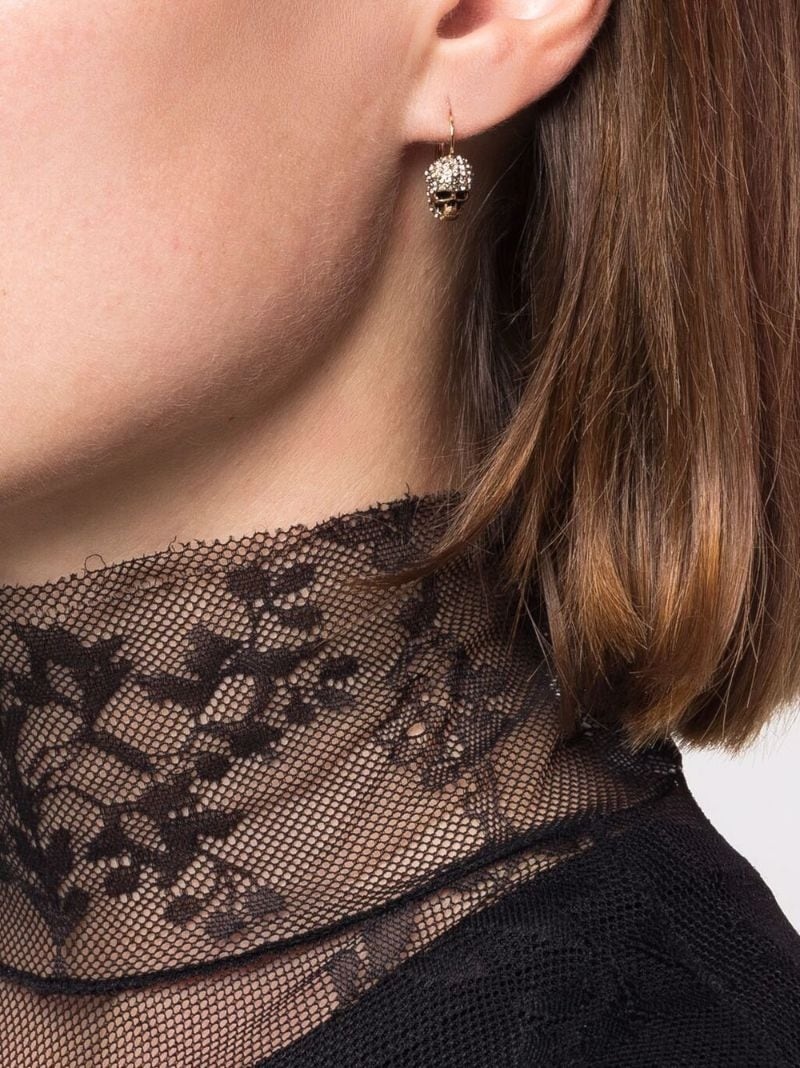 crystal-embellished skull earrings - 2
