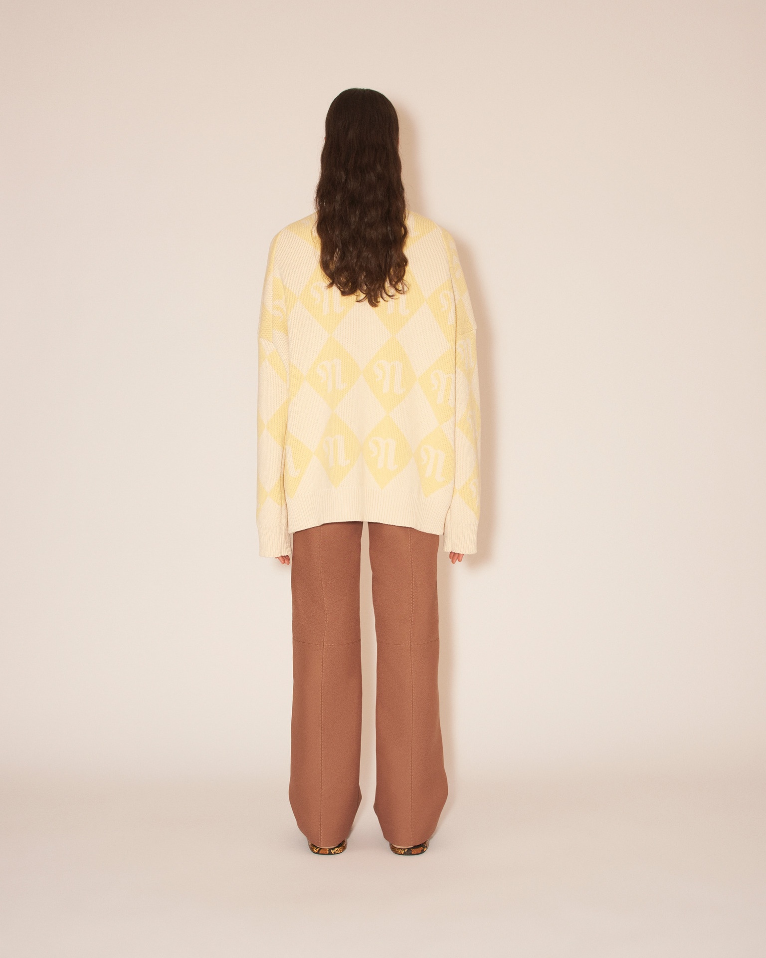 NISA - Oversized V-neck carding - Creme/Yellow - 5