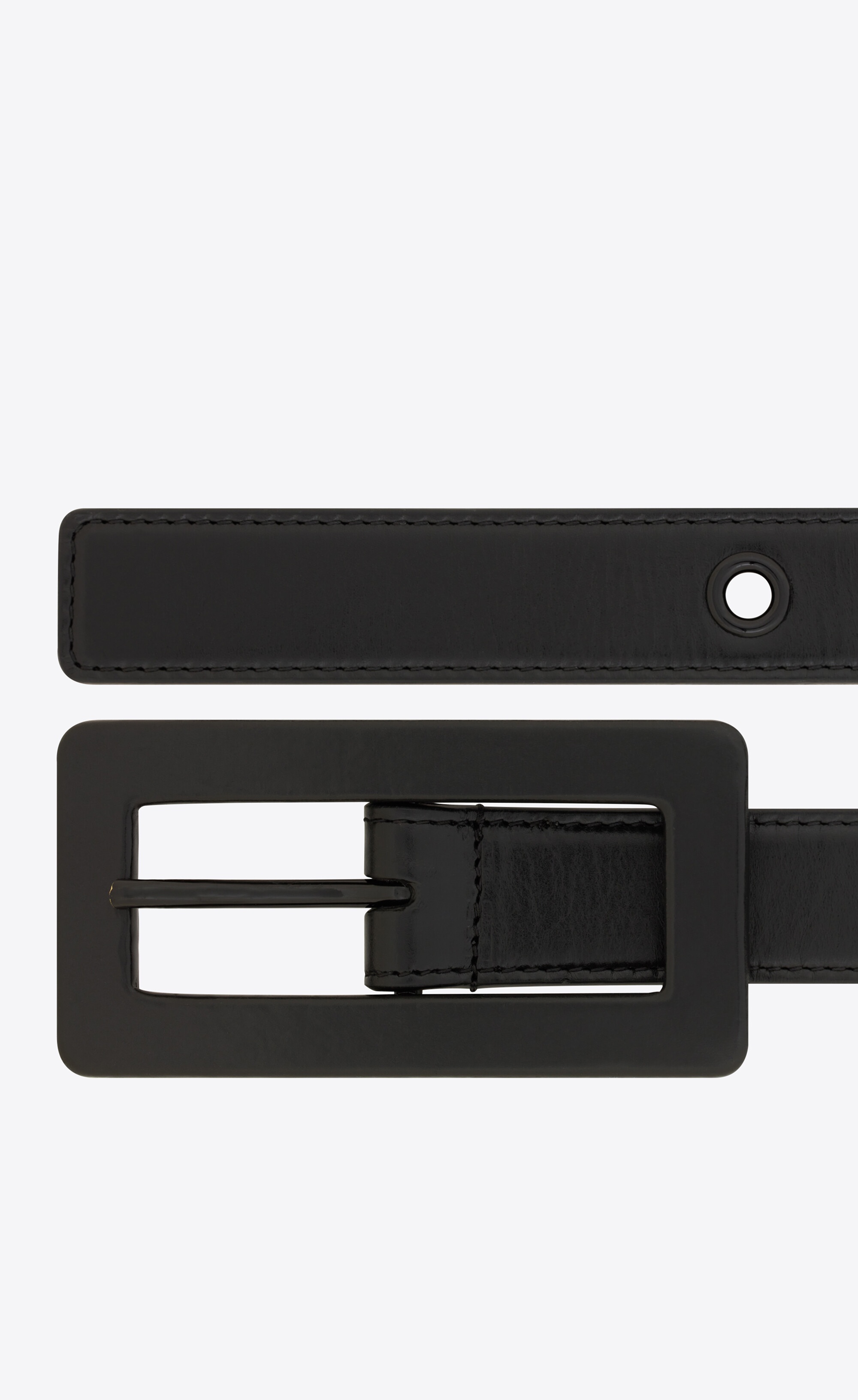 rectangular buckle belt in smooth leather - 3