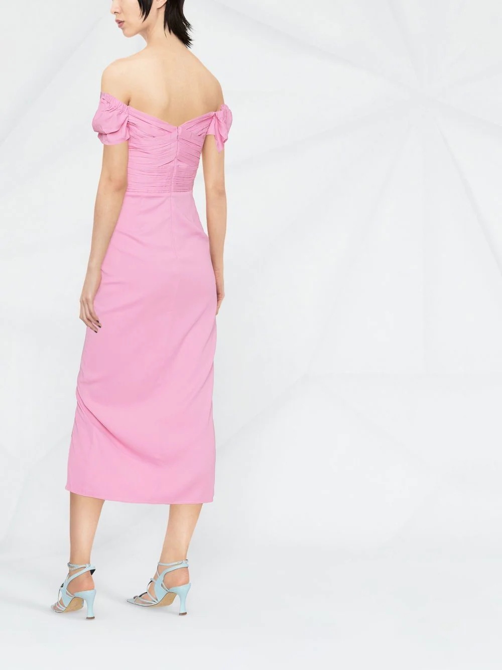 ruched-detail wrap midi dress - 4