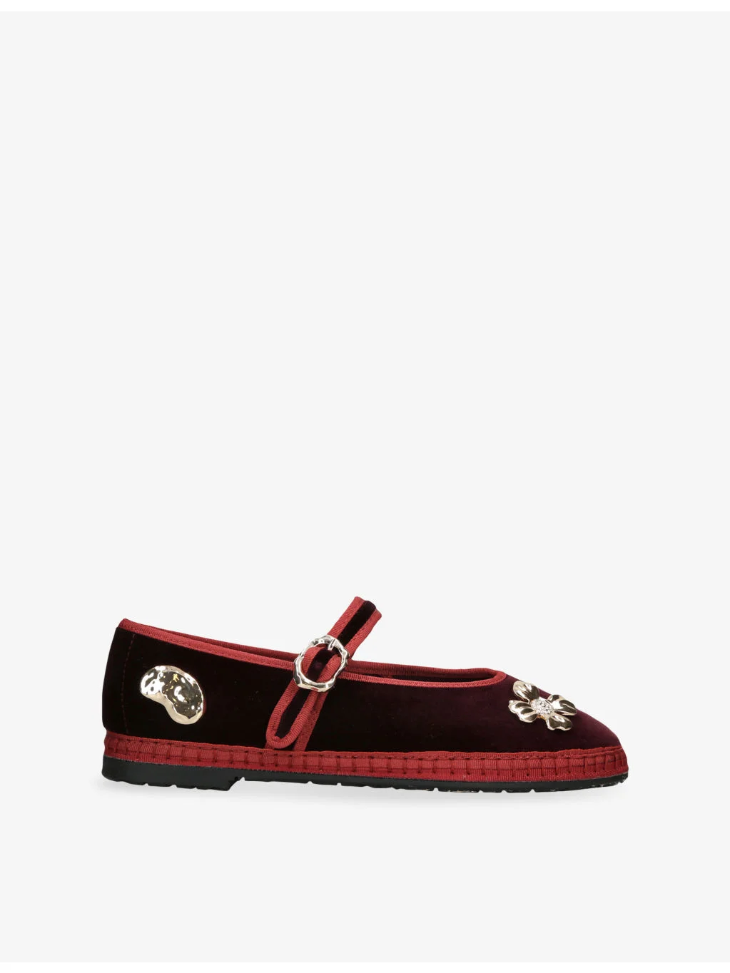 Mae Pierre Jewel Velvet Mary-Jane Flats - 1