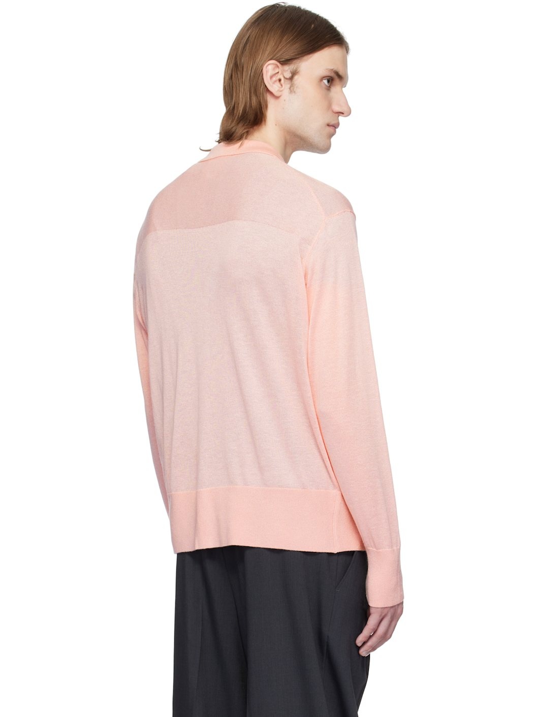 Pink Silk Cashmere Sheer Cardigan - 3