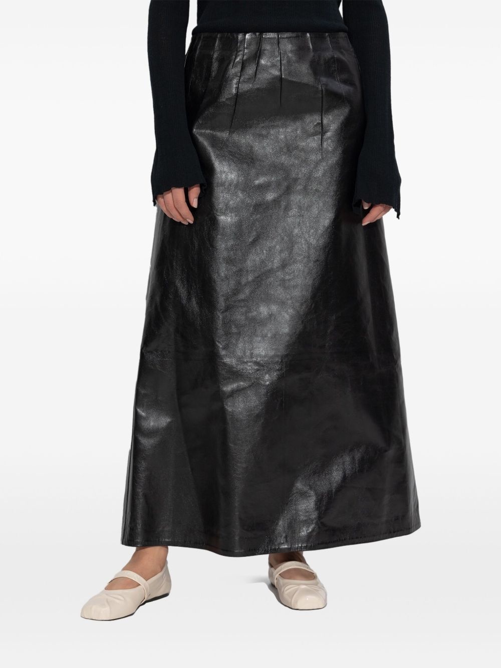 pleated leather maxi skirt - 3