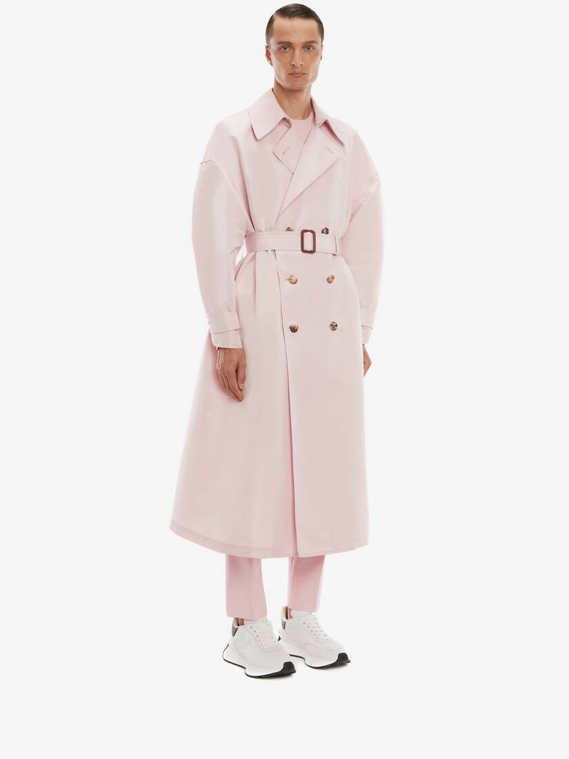 Oversized Trench Coat in Ice Pink - 3
