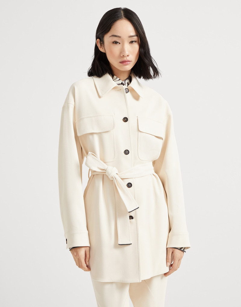 Viscose and wool stretch twill safari blazer with monili - 1
